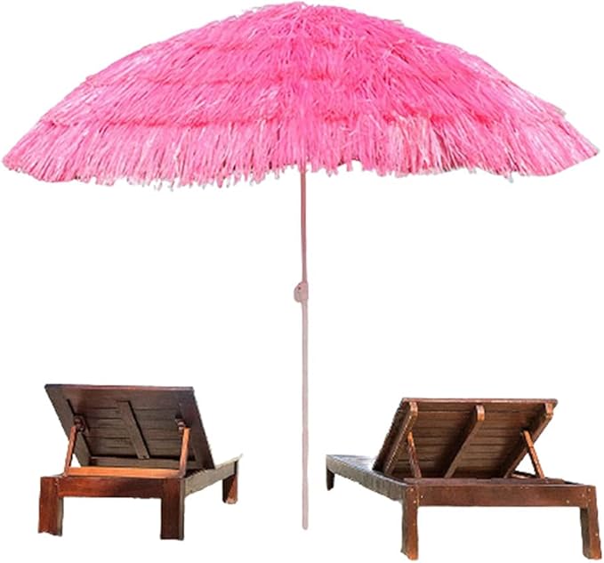 Parasol Exterieur,Tilt Thatch Hawaiian Beach Parasol 7.8ft, Parasol de Patio à Hauteur Réglable