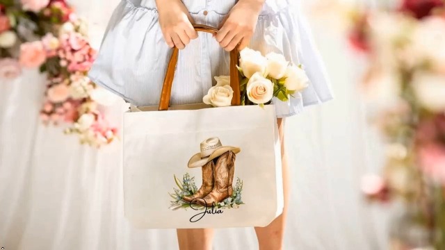 Bolso tote de lona personalizado para mujer miniatura 7