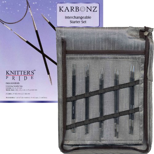 Knitter's Pride Karbonz Starter Interchangeable Long Tip Knitting Needle Set 110601