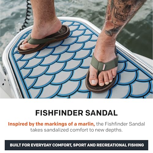 Image of Grundens Men's FishFinder Sandals - Quick-Drying, Comfortable, and Versatile Mens Flip Flops with Enhanced Traction & Full Arch Support for Fishing and Outdoor Wear, Deep Lichen Green, 8