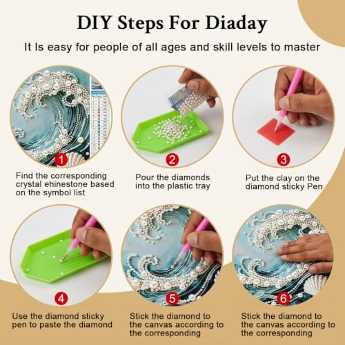 Image of HASTHIP Diamond Painting Kit DIY Diamond Art with Sparkling Rhinestones for Adults and Kids Home Wall Decor Relaxing Craft Gift