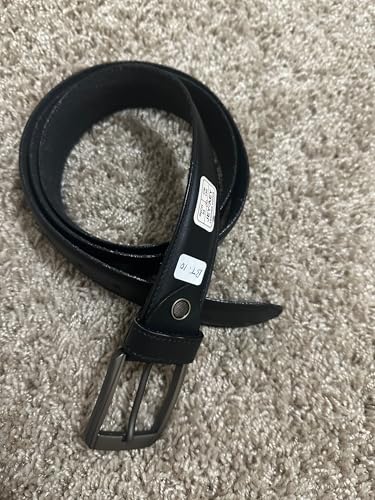 Genuine Leather Belt, 1.5 Inches Wide, Black, Metal Buckle, Unisex (54)2