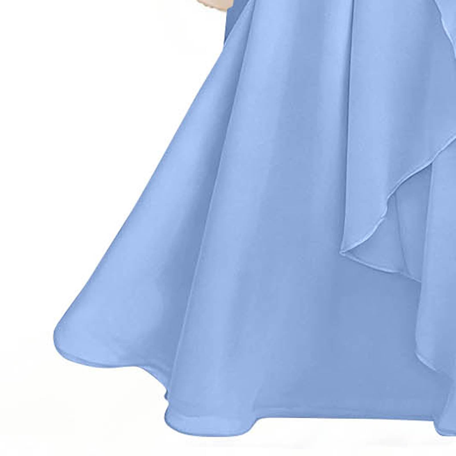 Mädchen Lang Elegant Chiffonkleid V-Ausschnitt Ärmellos Abendkleid Hohe Taille Bequem Ballkleid Sommer Einfarbig Strandkleid Festlich Hochzeit Partykleid A-Linie Kleid 1-13 Jahre