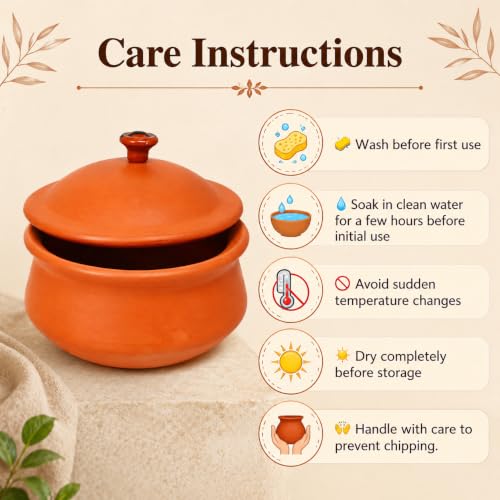 Image of KSI 1000ml Clay Dahi Handi with Lid | Terracotta Curd Pot for Storage | Food Safe Earthen Matka | Natural, Eco-Friendly Mitti Pot for Dahi, Storage & Traditional Use