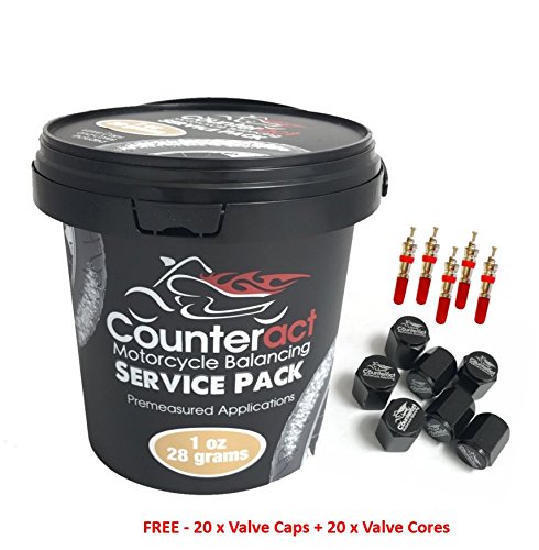 CounteractMKSP1 Motorcycle Tire/Wheel Balancing Bead Bulk Shop Service Pack Bucket - (20) 1oz Pre-measured Bead Bags, (20) Vortex Valve Caps and Cores