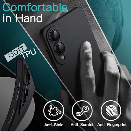 Image of JETech Slim Fit Cover Case for Samsung Galaxy S25 Edge, Camera Lens Full Protection, Soft TPU Thin Protective Phone Cover with Matte Finish, Shockproof (Black)