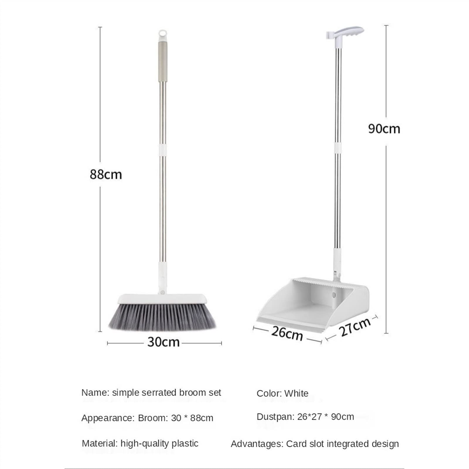 Scopa e Paletta Set di scopa con manico lungo, pulizia domestica for la pulizia dell'interno e maniglia combinata maniglia e spazzola for la polvere e pennello in verticale, dustpan e pennello for la