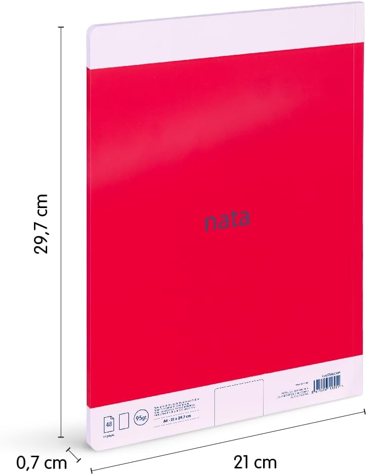 MILAN® A4 Glued Notebook, White Paper, 48 Sheets nata®, Pink