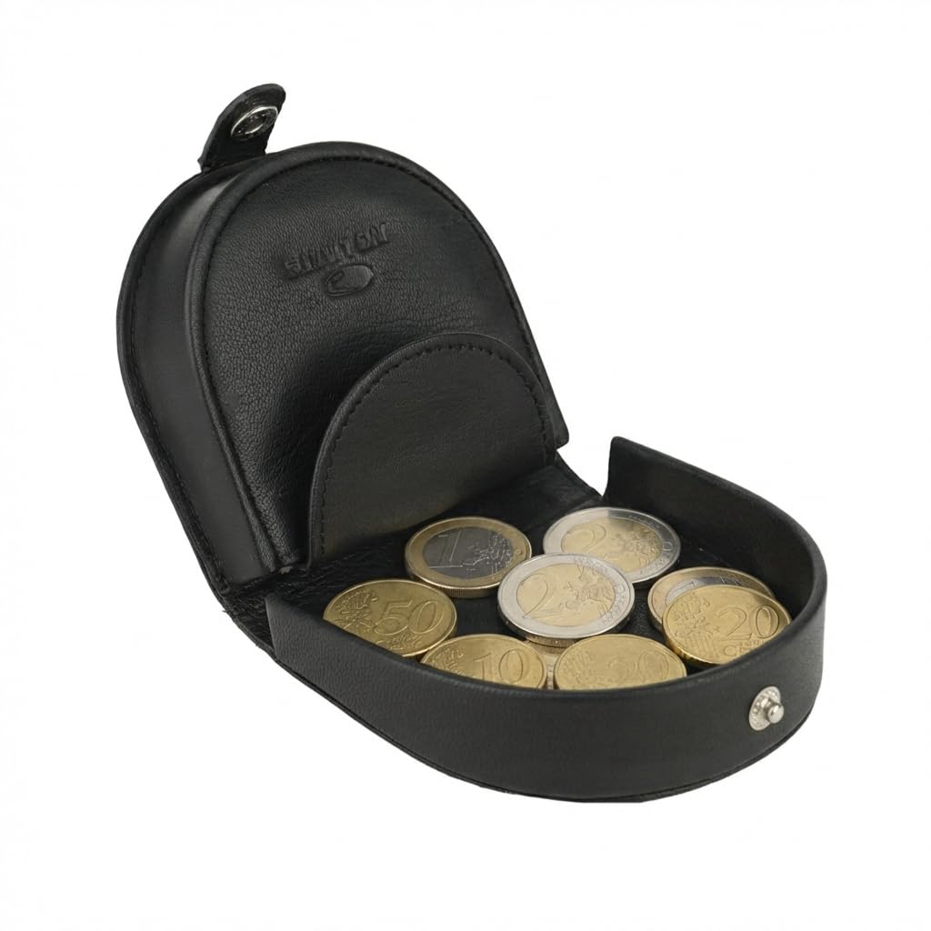 No Limits Talon porte-monnaie en cuir véritable, homme et femme, fermeture à bouton, sac porte-monnaie, avec boîte, Noir , Moderne