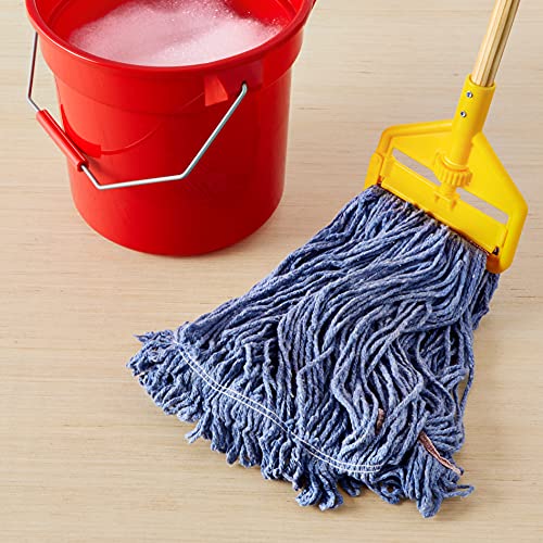 Image of Amazon Basics Loop-End Synthetic Mop Head, 5-Inch Headband, Large, Machine Washable, Blue, 6-Pack