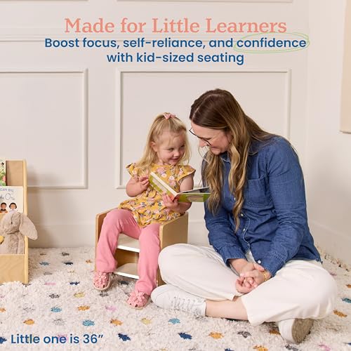 Image of ECR4Kids Bentwood Multipurpose Toddler Cube Chair, Montessori Furniture, Natural /White