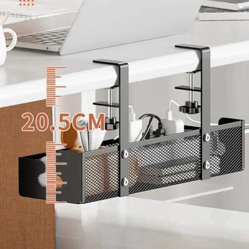 Organizador de cables para debajo del escritorio - Caja de gestión de cables de malla sin perforaciones, soporte de cable con alta capacidad de carga para almacenamiento de cables de escritorio miniatura 3