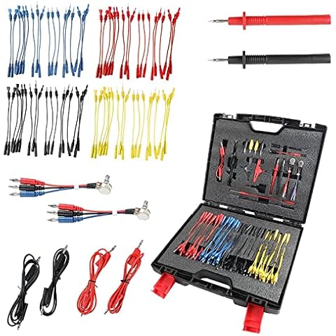 Automotive Circuit Test Leads Kit - MOTOCOCHE 92 Pieces Multimeter Test Leads Kit Multi Function Electric Probe Test Kit with Black Carrying Case Test Lead Set Wire Connectors Adapter Cables Cover