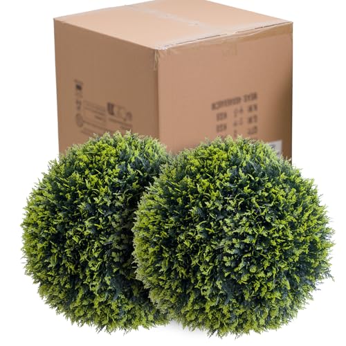 Topiary Ball 2 Pcs, Artificial Cedar Topiary Balls Garden Spheres Decorative Balls for Outdoor Patio Garden and Indoor, Wedding Decoration, 21.5 Inch
