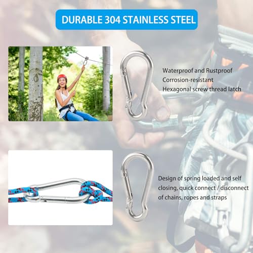 DesertBoy 2Pcs Stainless Steel Chain Heavy Duty M4 Hanging Chair Chain (0.6M/23.7Inch) with M6 Carabiners Swing Chain for Hanging Sandbags Hanging Chairs - Image 3
