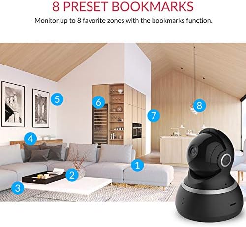 YI Indoor Wireless WiFi Security IP Camera, Smart Nanny Pet Dog Cat Cam with Night Vision, 2-Way Audio, Motion Detection, 360-degree, 1080p, Phone App, Works with Alexa and Google(Black)