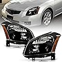 ACANII - For [Halogen Model] 2007-2008 Nissan Maxima Black Projector Headlights Headlamps Pair Driver + Passenger Side