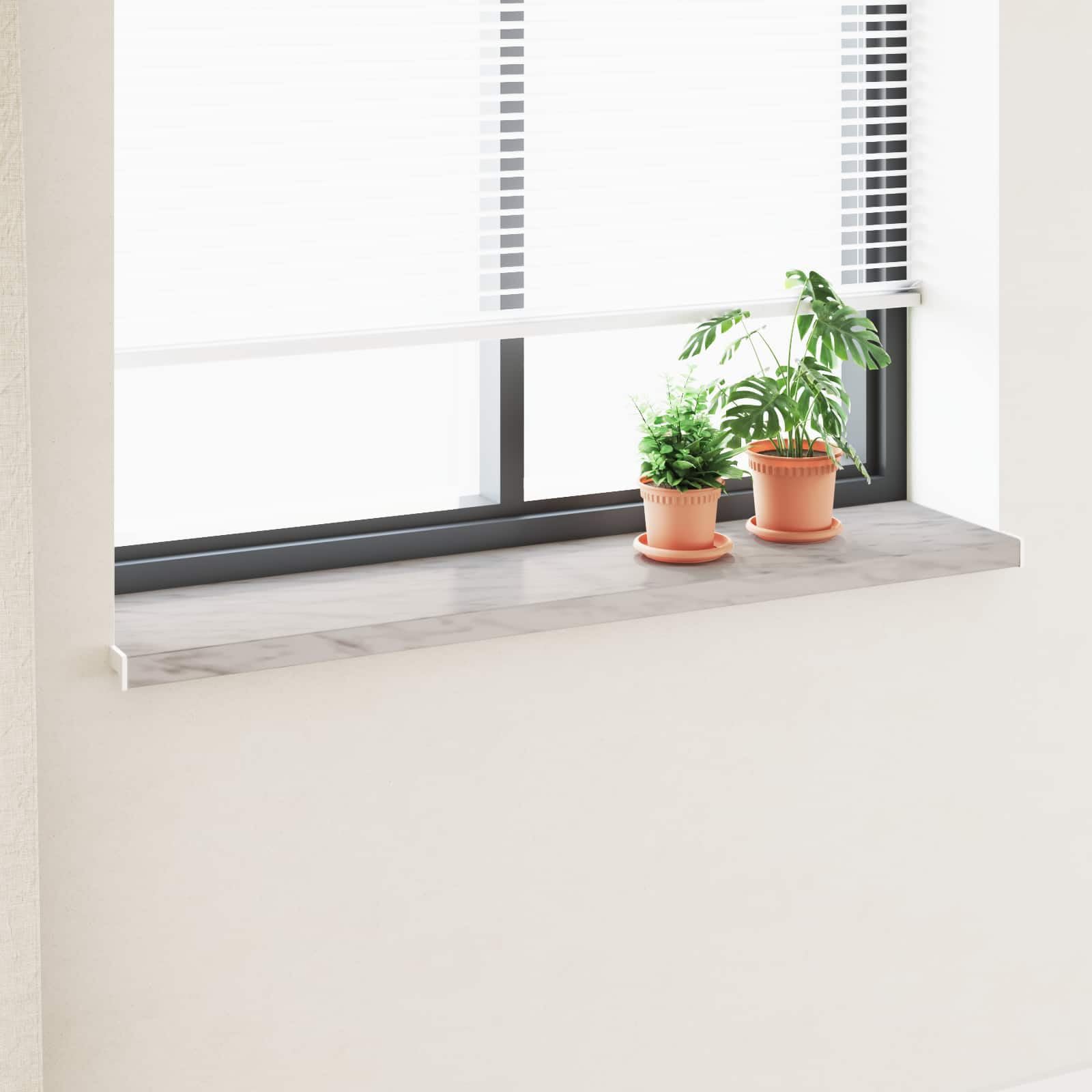 davanzale in PVC, 120 x 30 x 4,5 cm, con struttura in marmo, per interni ed esterni, moderno, in PVC robusto, facile da pulire e resistente all'umidità, facile da montare