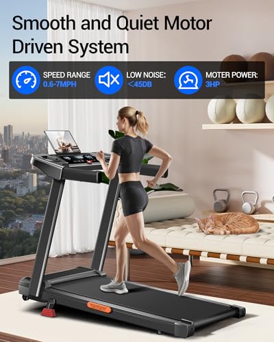 Image of Treadmill with 15% Incline, 3-in-1 Portable Treadmills for Home and Office, Foldable Treadmill with Handles, 3.0HP Quiet Brushless Walking Pad Treadmill with Triple Display，300 LBS Weight Capacity
