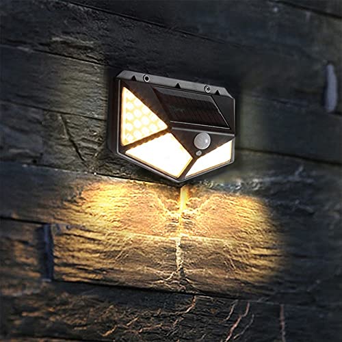 Luminaria Solar 100 leds branco quente Sensor de Movimento Presença Kit 10 Uni 3 Funçoes Lampada Ilu