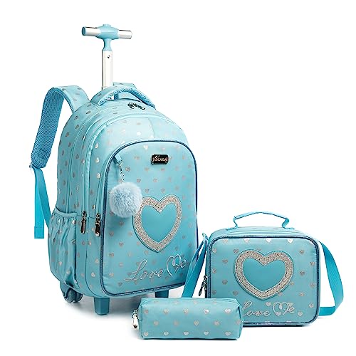 Mochila rodinha infantil, kit mochila escolar de costas e lancheira e Estojo Lápis amor