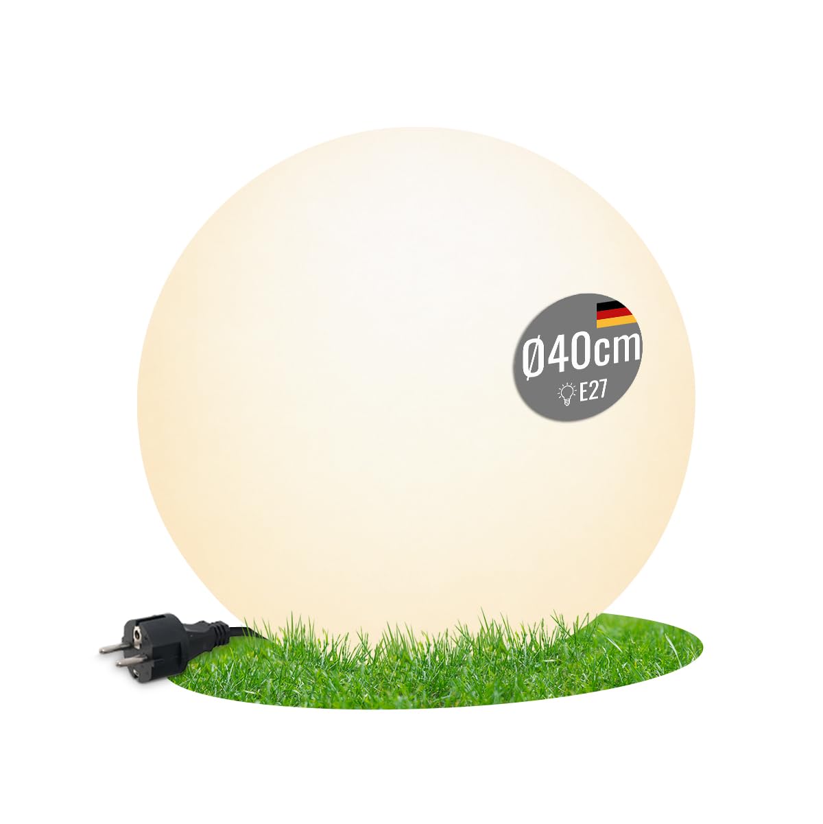 8 seasons design LED Kugelleuchte 40 cm Shining Globe (weiß), E27, Leuchtmittel warmweiß – wetterfest – Kugellampe für außen (Garten, Terrasse, Balkon) und innen – robust & langlebig