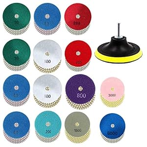 panthem 16Pcs Diamant Polijsten Pads Kit 4 “Natte/Droog Polijsten Set Voor Graniet Marmer Beton Steen Buffing Polijsten