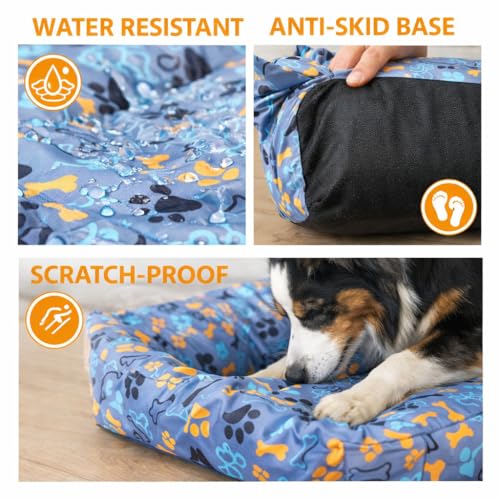 Image of SITSNOOZE XXXL Dog Bed (45kg+) for Tibetan Mastiff, Saint Bernard, Bully Kutta - Giant Orthopedic Washable Mattress, Heavy Duty Calming Sofa Lounger, Waterproof Cushion (Print 12, XXXL)