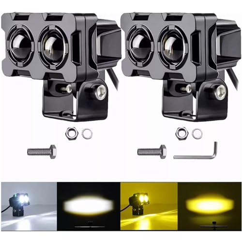 Motos, Sports 120W Luces de Conducción de Motocicleta,6000K 6000lm Luces Antiniebla Moto con Dos Colores,Luces LED de Conducción Para Motocicleta IP68 impermeable al...