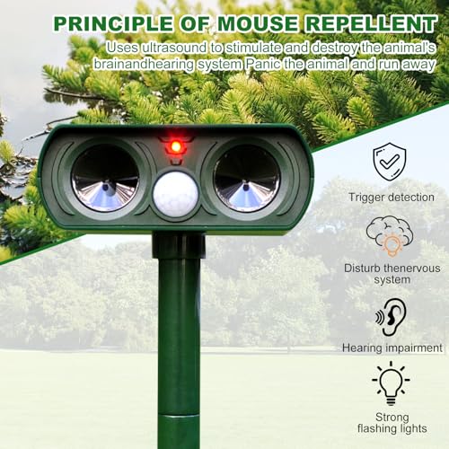 Solar Ultrasonic Animal Repeller, 2024 Dog Cat Repellent Outdoor,Deer Repellent for Raccoon, Fox, Deer, Skunk,Squirrel, Rabbit, etc K510 - Thumbnail 6