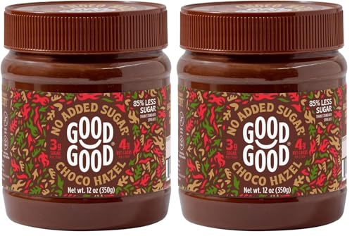 GOOD GOOD No Added Sugar Belgian Choco Hazel Spread - Chocolate Spread with Natural Sweeteners - Gluten Free - Vegetarian Friendly - 12oz / 350g (Pack of 2)