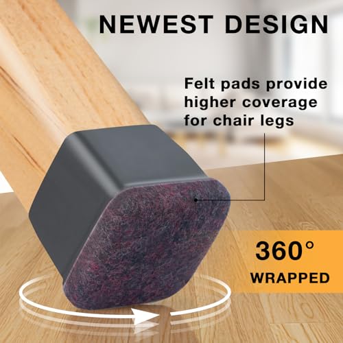 Image of 24-Pcs Extra Large Square Silicone Chair Leg Floor Protectors | Thick & Durable, Protect Hardwood Floors from Scratches & Noise, Fit Dining Table & Bar Stool Legs (Fits 1-2 /5 inch to 1-4 /5 inch)