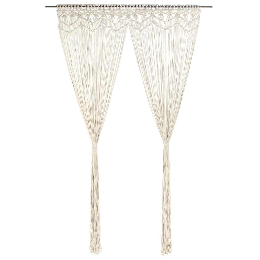 Mangloder Rideau en macramé Coton 140x240 cm crème pour décoration intérieure Porte fenêtre séparateur pièce vitrage occultant tamisant Isolant Thermique et phonique
