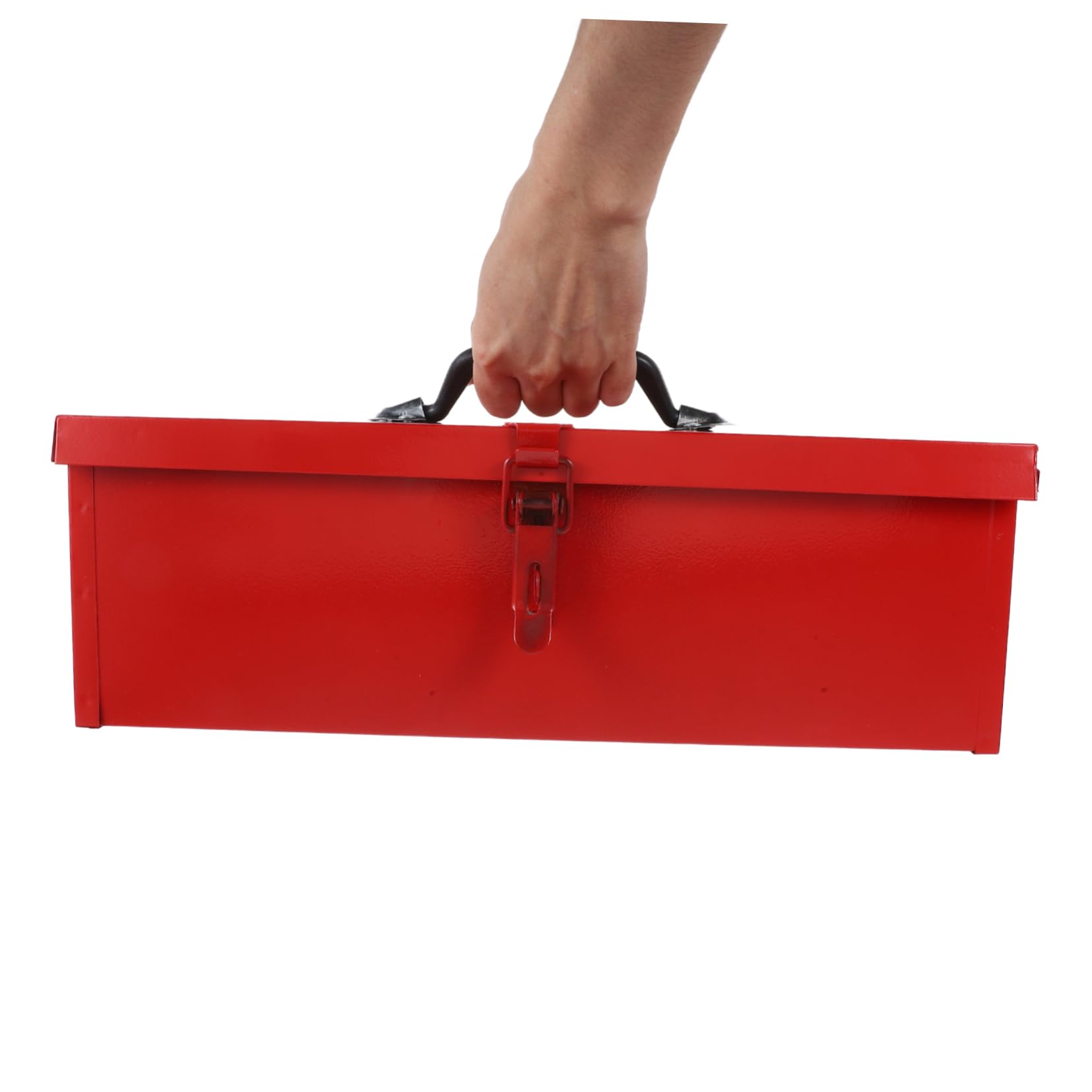 Contenitore Attrezzi Metallo Rosso in Lamiera, Portatile Fibbia | Scatola Attrezzi, Scatola Porta Attrezzi in Ferro, Chiusura e Maniglia Comoda Stile Casuale