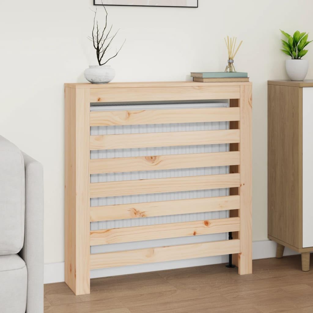 Heizkörperverkleidung aus massivem Kiefernholz 79,5 x 19 x 84 cm mit Lamellen, Ablage für Wohnzimmer, als Heizkörper Zubehör für Heizungsbereich