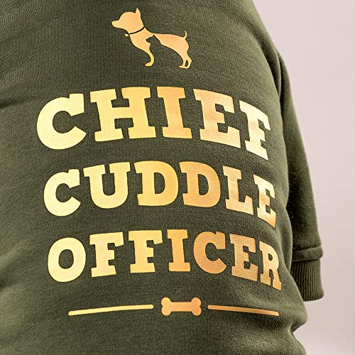 Image of Heads Up For Tails polyester HUFT Chief Cuddle Officer Pet Sweatshirt - Green - M, dogs, 1 count