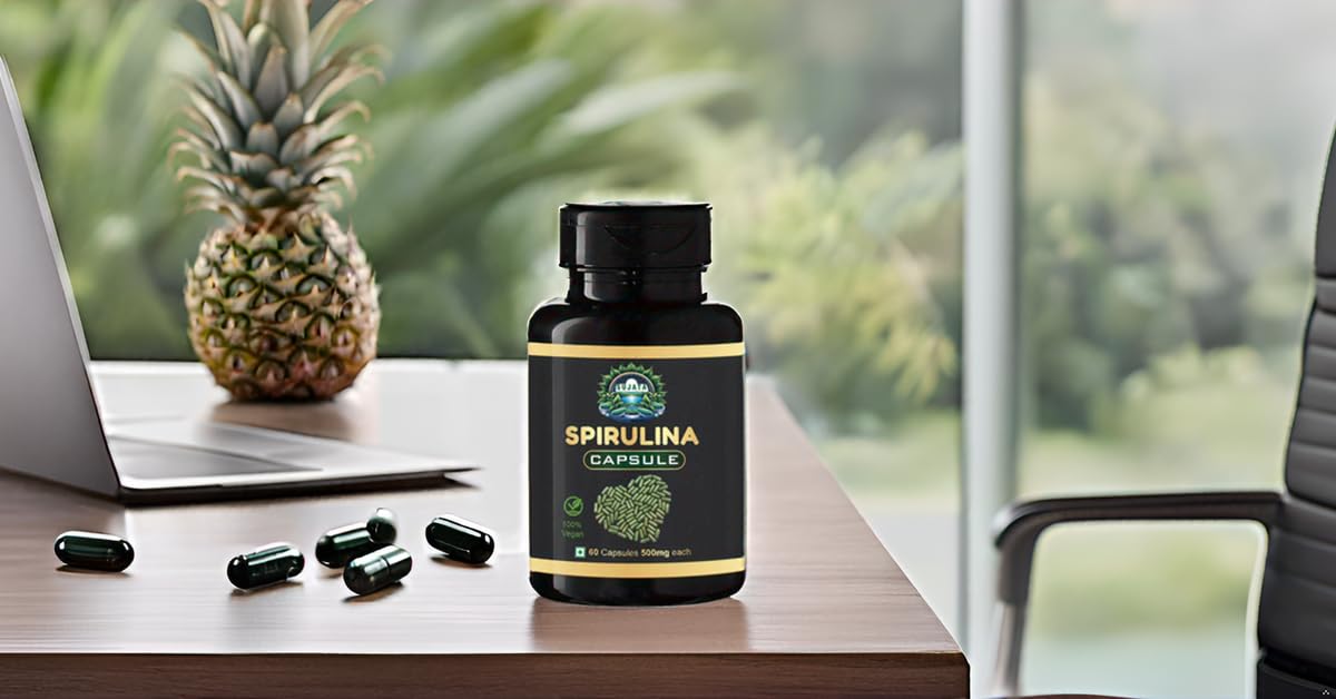 Sujata Spirulina Capsules - 60 Vegan Capsules - Natural Energy Booster, Immunity Booster, and Antioxidant Supplement with Pure Organic Spirulina 4