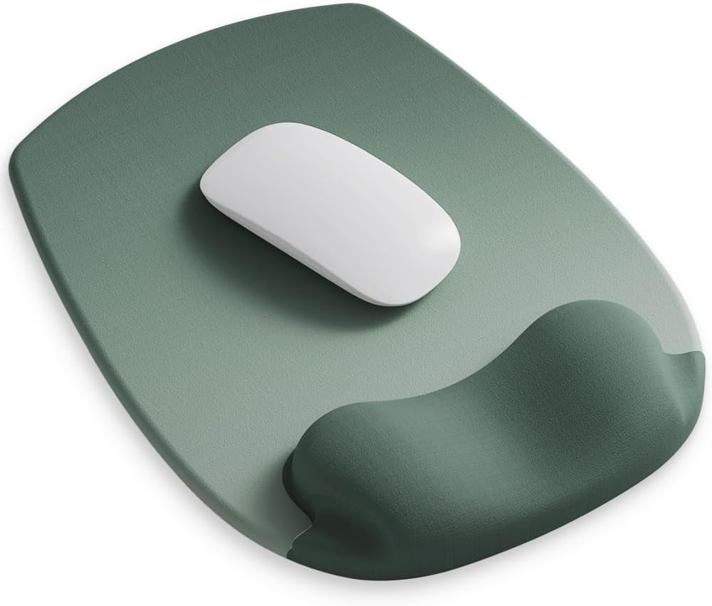 ErgoFlow Gel Wrist Rest Mouse Pad - Ergonomic Cushion for Desk, Cute Aesthetic Computer Decor for Women; Small Mousepad Mat&Laptop Pads - Office, Home Support & Ergo Accessories Supplies(03Sage Green)