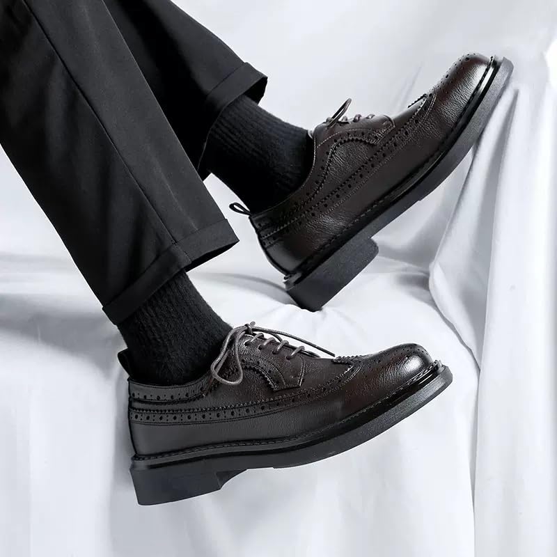 Men's Elegant Patent Leather Business Suit Tuxedo Shoes Fashion Slip-On Round Anti-Slip Mid Chunky Heels Formal Dress Shoes Wingtip Lace Up Retro Casual Oxford Shoes3