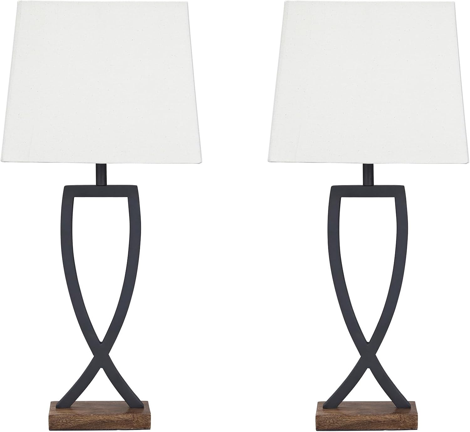 Signature Design by Ashley Makara Metal Minimalist Table Lamp, 2 Count Lamps, Black & Brown