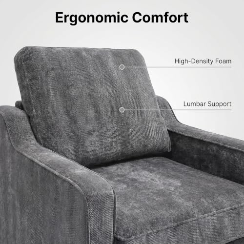 Image of STHOUYN Dark Grey Accent Chairs, Comfy Arm Chairs for Living Room, Office