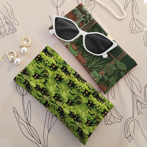 Image of 2 PCS Glasses Case Eyeglass Sunglasses Pouch Squeeze Portable Bag Soft Leather with Cleaning Cloth Women Men Girls