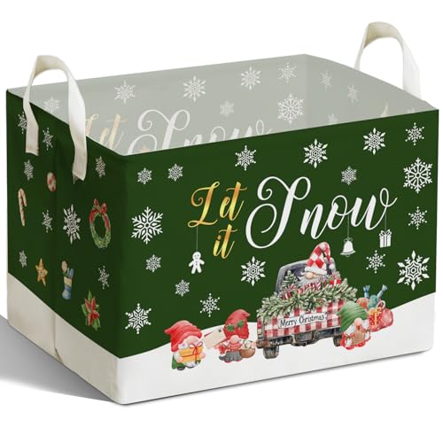 Image of Christmas Gnome Storage Box, Merry Waterproof Cloth Toy for Boys and Girls, Christmas Storage Box, Christmas Gnome Gift Basket Clothing Storage Basket Cube, Merry Party Decor