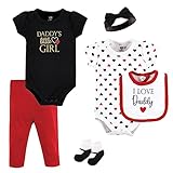 Hudson Baby Unisex Baby Cotton Layette Set, Girl Daddy Red Black, 6-9 Months
