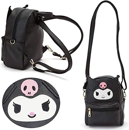 LUBANDASHI Anime Cute Cartoon Bag Cosplay Shoulder Bag Backpack Handbag PU Schoolbags for Kids Girls Fans(BLACK)