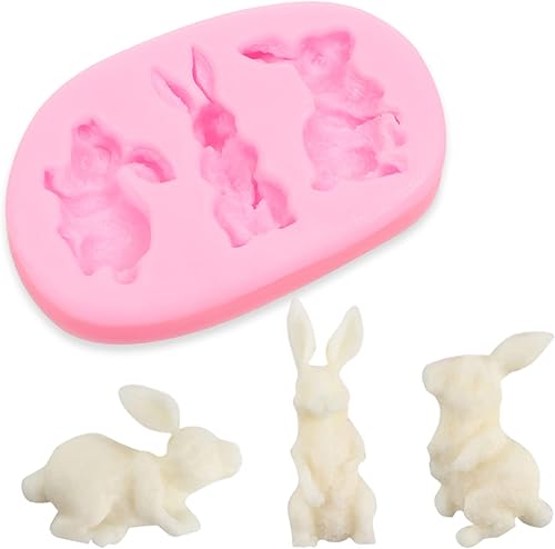 Miniatura 9 de Moldes de silicona de conejo de Pascua, 4 piezas, zanahorias de conejo, molde de fondant de chocolate, para decoración de pasteles, dulces, azúcar,