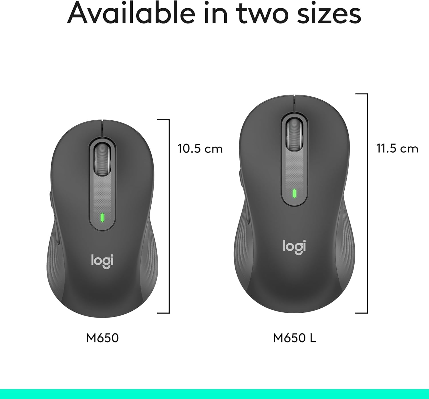 Logitech Signature M650 L - Mouse inalámbrico de tamaño completo, para manos de gran tamaño, batería de 2 años, clics silenciosos, botones laterales personalizables, Bluetooth (Reacondicionado)