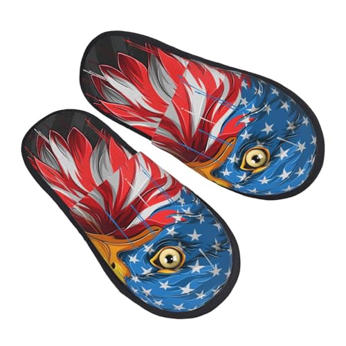 Eagle Head With American Flag Print Women Slippers Home Furry Shoes Keep Men Couples Shoes Warm For Women-2