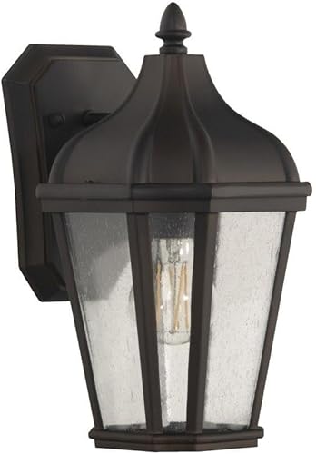 Craftmade ZA3014-TB Briarwick - Soporte de pared para exteriores de vidrio semillado, 2 luces, 120 vatios totales, 15 pulgadas de alto x 7 pulgadas