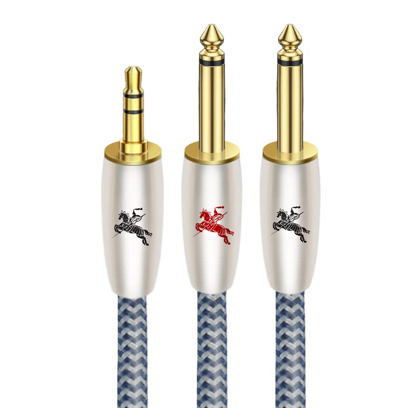 Audiophile - Cable auxiliar de audio estéreo para altavoz de automóvil de 0.138 in macho a macho, carcasa de cobre trenzado de algodón chapado en
